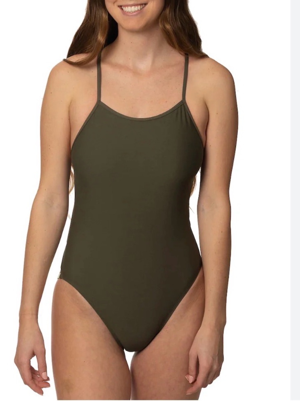 Jolyn Clothing Julian 2 Olive One-Piece Swimsuit with Thin Straps